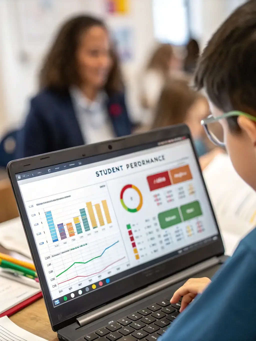 A screenshot of Zoola Analytics' dashboard showcasing student performance metrics, with clear visualizations of grades and progress over time.